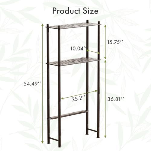 AmazerBath Bamboo Over The Toilet Storage Shelf, 2-Tier Over Toilet Bathroom Organizer Rack, Bathroom Shelves Over Toilet Space Saver, Espresso - style: Espresso-2-tier
