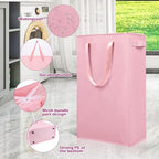Odonata Slim Laundry Hamper Handles Collapsible Laundry Basket Thin Dirty Clothes Basket Narrow Laundry Bag Foldable Dirty Hamper 45L (Pink) - color: Pink