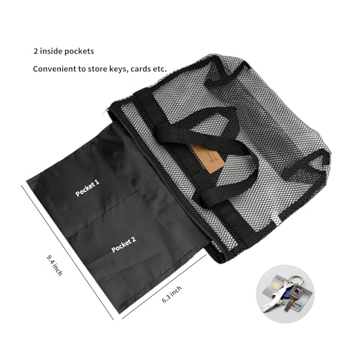 TOPASION Mesh Shower Caddy Bag Portable Hanging Toiletry and Bath Organizer with Zipper for Travel, Gym, Camping, College Dorms, Beach - color: Black