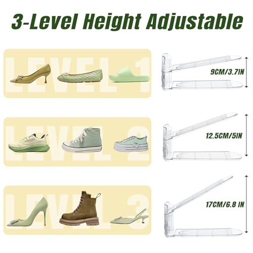 Clear Shoe Slot Organizer, 24 Pack Adjustable Shoe Slots Organizer for Closet Clear Shoe Stackers Shoe Rack Holder Shoe Space Savers for a Pair of Shoes - color: Transparent, size: 24 PACK