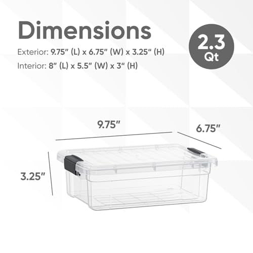 Superio Clear Storage Boxes with Lids, 2.3 Quart Plastic Container Bins for Organizing, Stackable Crates, BPA Free, Non Toxic, Odor Free, Organizers for Home, Office, School, and Dorm, 2 Pack - size: 2.3 Quart, style: 2 Pack