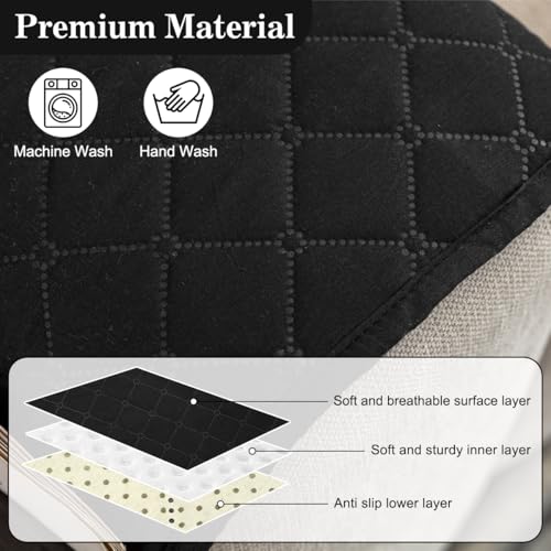Bedside Caddy for Couch Remote Control Holder Recliner Armrest Organizer Non Slip Sofa Armchair Caddy with 6 Pocket Storage for Magazine, Tablet, Phone, iPad, Black