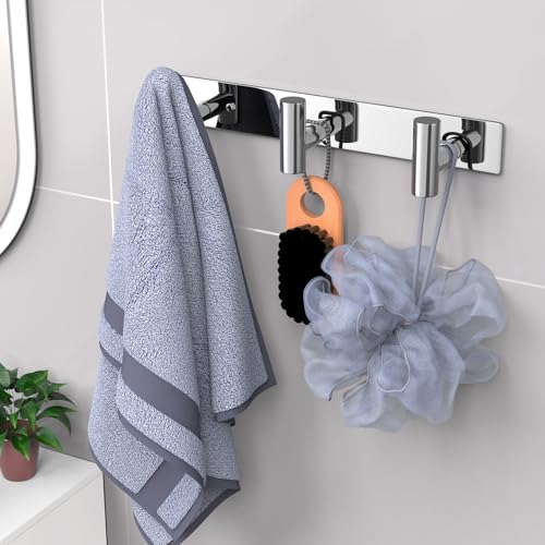 VAEHOLD Hat and Coat Wall Mount Rack - Hooks for Robes, Bags, Keys, and Towels - Bathroom Towel Hanger Organizer (Polished Chrome, “T“ Shape 3 Hooks 2 Pack) - color: Polished Chrome, size: “T“ Shape 3 Hooks 2 Pack