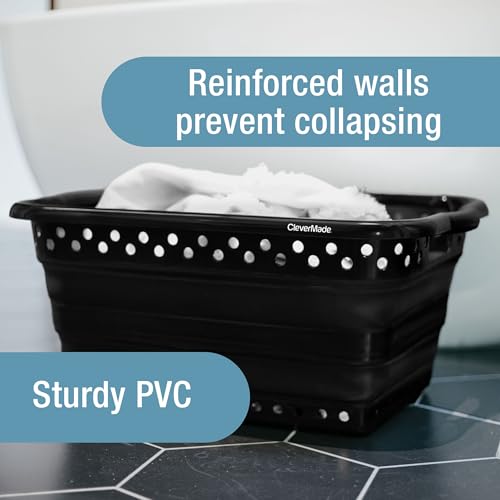 CleverMade Collapsible Laundry Baskets - 39L Foldable Large Collapsible Laundry Basket with Handles for Space Saving Storage, Black, 1 Pack - size: 1 Pack