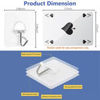 JINSHUNFA Adhesive Wall Hooks 13LB Heavy Duty No Drill Transparent Waterproof Hooks for Bathroom Kitchen Towel Coat 12 Pack - size: 12 Medium hooks