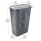 Mind Reader 60L Slim Laundry Hamper, Clothes Basket, Lid, Ventilated, Plastic, Set of 2, Gray - color: Gray, size: 2-Pack