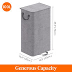 Lifewit Single Laundry Hamper with Lid and Removable Laundry Bags, Large Collapsible 1 Dividers Dirty Clothes Basket with Handles for Bedroom Laundry Room Closet Bathroom College, 100L Gray - color: Gray, size: 100L
