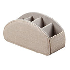 Leather TV Remote Control Holder with 5 Compartments Remote Caddy Desktop Organizer for Storage TV, DVD, Blu-Ray, Media Player, Heater Controllers - color: Beige