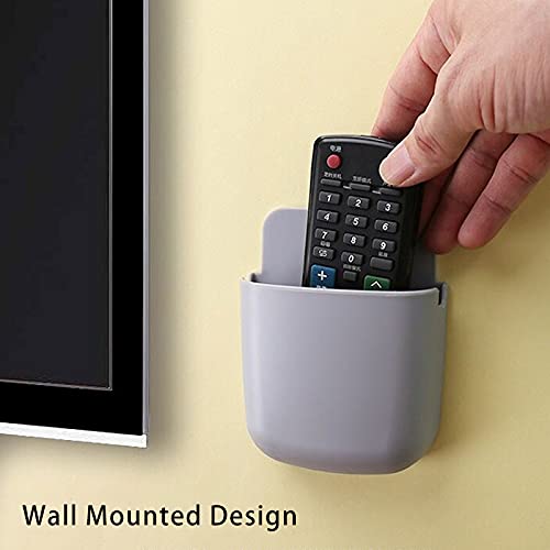 3 Pack Remote Control Holder Wall Mount Holders Hole-Free Phone Charging Organizer Pen Storage Containers For Home Office School Supply Storage (Grey) - color: Grey