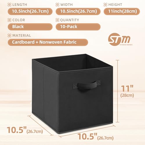 STORAGE MANIAC Storage Cubes, 11 Inch Collapsible Storage Bins with Handles, 10 Pack Fabric Foldable Bins for Organization, Durable Storage Bins for Closet, Shelves, Offices, Toys, 10-Pack Black - color: Black-10 Pack, size: 11 INCH