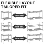 Simple Houseware Under Sink 2-Tier Heavy Duty Expandable Rack Organizer, Adjustable Width 15.75–25 Inches with 4 Shelf Height Levels, Silver - color: Silver