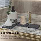 3PCS Stone Drying Tray, Stone Soap Tray, Water Absorbing Stones Trays for Sink, Fast Dry Diatomite Stones Sink Mat, Used for Hand Soap,Sponge,Toothbrush Holder in Bathroom Counter and Kitchen Sinks - color: 3pcs Dark Gray 5stripes