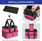 Ytonet Cleaning Caddy, Water Resistant Cleaning Supplies Organizer with Handle & Foldable Divider for Cleaners, Housekeeping Tote for Kitchen & Bathroom, Car Tool Caddy Organizer Bag, Rosered - size: Medium