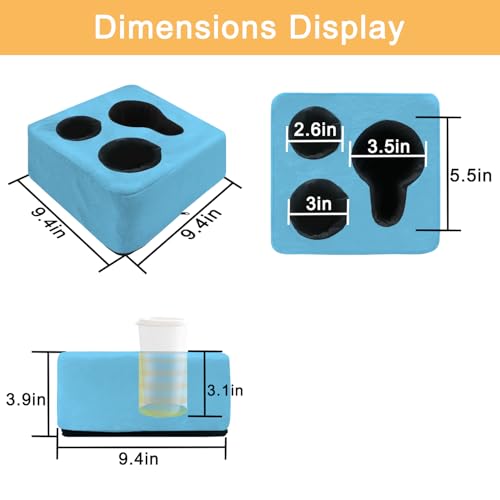 Couch Cup Holder Pillow Tray & Caddy - for Sofa, Bed, Car, Man Cave | Keep Drinks at Hand & Spill-Proof Accessories for New Parents, Camping, Park, Boat, Beach - Blue - color: Blue, size: 9.4" x 9.4" x 3.9"