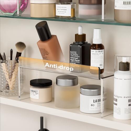 Medicine Cabinet Organizer, Medicine Storage Organizer, Acrylic Makeup Organizer Tray, Clear Bathroom Shelf for Cabinet, Sink, Vanity, Countertop (2-Pack)