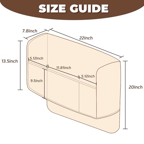 MEHIDFY Sofa Arm Cover, Waterproof Couch Armrest Protector, Anti-Slip Sofa Cover, Remote Holder for Armchair, Recliner Caddy with 3 Pockets for TV Remote, Phone, Pad, Pen, Book(Brown 2pcs) - color: Brown