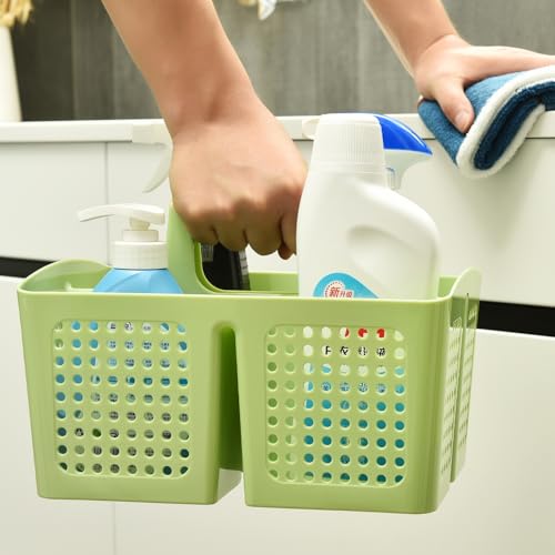 Portable Shower Caddy Basket with Compartments, Plastic Divided Cleaning Caddy Organizer Storage Tote with Handle for Bathroom, College, Dorm Room Essentials, Grass Green - color: Grass Green