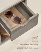 VASAGLE Custos Collection - Storage Bench, Entryway Bench with Cushion, Drawer and Open Compartments, Bench with Storage, Living Room, Bedroom, Closet, Heather Greige and Cappuccino Beige ULHS024K02 - color: Heather Greige + Cappuccino Beige