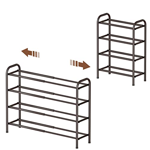 Gonfoam 4-Tier Expandable Shoe Rack,Adjustable Shoe Shelf Storage Organizer Heavy Duty Metal Free Standing Shoe Rack for Entryway Closet Doorway (Bronze) - color: Bronze, size: 4 Tier