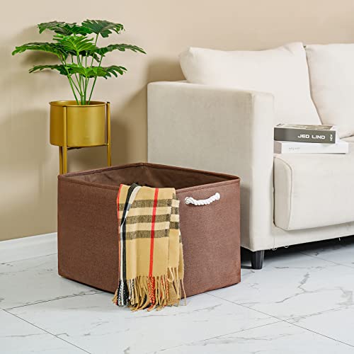 TheWarmHome Organization and Storage for Organizing - Extra Jumbo 3 Pack 20.5x15.7x13.8 inch Fabric Storage Bin for Shelves, Storage cubes for Decorative Shoes Towel Blanket Closet (Brown) - color: Brown, size: 3PCS/Extra Jumbo - 20.5Lx15.7Wx13.8H