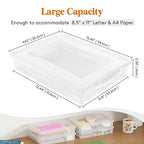Lifewit 4 Pack Paper Organizer Storage, 32 x 23 cm/12x9 Multi-Purpose Plastic File Box with Latching Lids, Containers for A4, 8.5" x 11" Letter, Scrapbook, Document, Magazine, Art Supplies, Clear