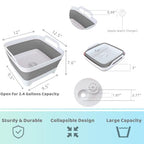 GIMWA Collapsible Wash Basin with Drain Plug - 2.4 Gallon Foldable Kitchen Sink for Baby Bottles, RV Camping, Space-Saving Dish Tub (Gray) - color: Gray