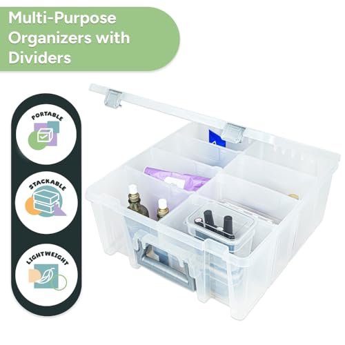 Best Kept Super Satchel Double Deep Compartment Box - Art Storage with 8 Removable Compartments | Smart Closure for Craft Supplies, Home & Office Improvement - style: 8 Removable Dividers Only