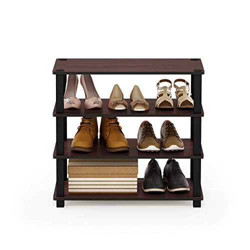 Furinno Turn-S-Tube 4-Tier Shoe Rack, Dark Cherry/Black - color: Dark Cherry/Black, size: 4-Tier (23.6"W)