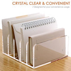 SANRUI Acrylic Desk Organizer, 5 Compartments Mail Organizer,Small File Holders Letter Organizer,Clear Office Organization,Multifunction Sorter Envelope Rack for Office,Home, School - style: 5 Sections