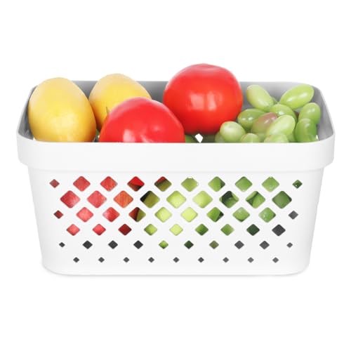 Glad Plastic Baskets for Organizing, Set of 6 | Pantry Storage for Under Counter, Linen Closet, and Bathroom | Nesting Shelf Bins with Handles, 1 Gallon, White - color: White, size: 1 Gallon