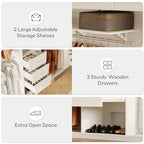 LINLUX 8FT Closet System 94'' Closet Organizer with 3 Drawers,4 Extendable Hanging Rods,Wood Closets Built In System Tower with Adjustable Shelves,Walk-in Closets Wardrobe Clothes Garment Rack(White)