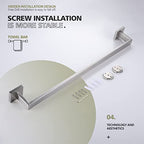 KOKOSIRI 20-Inch Single Towel Bar, Bathroom Kitchen Towel Holder, Wall Mounted SUS304 Stainless Steel Towel Rack, Brushed Nickel, B4003BR-L20 - color: Brushed Steel, size: 20-Inch