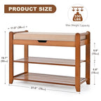 Shoe Rack Bench, Shoe Storage Bench with Cushion, 27.6in Entryway Bench with Lift Top Hidden Storage Holds Up to 330lb for Bedroom Living Room - size: 27.6in without Hooks