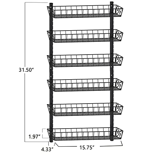 SWOMMOLY Adjustable Wall Mount Spice Rack, 6-Tier Dual-use (Multi-use) Organizer, Black - color: Black, size: 6-Tier