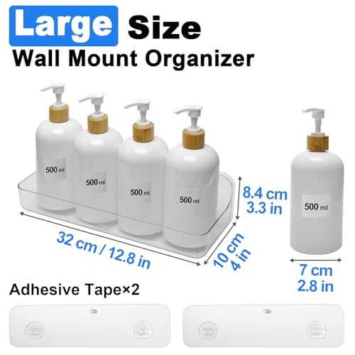 Diesisa Acrylic Wall Mounted Shower Caddy, Clear, Large Size 4D x 12.8" W x 3.3" H, Acrylic Shelf, No Drilling Walls Adhesive Shelf, Bathroom Shelves with Self Adhesive Tape for Bathroom, Kitchen - color: Clear - Long Basket