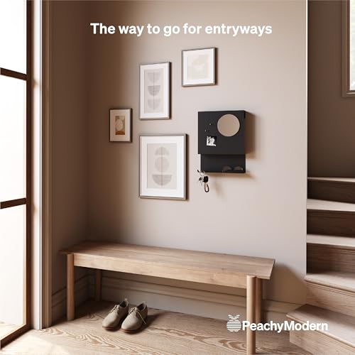Key Holder Wall Mount and Mail Organizer - Hide Your Mail with a Modern and Minimal Look (Black) - color: Black