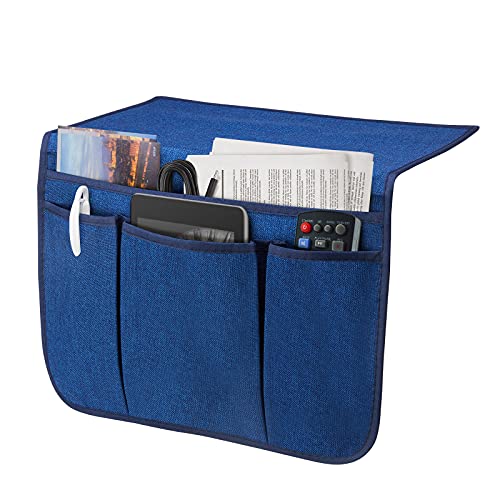 Bedside Caddy Bedside Storage Organizer Magazine Phone Tablet iPad Remote Holder, Organizer Caddy for Home College Dorm Bed, Sofa, Bunk Bed (Classic Blue) - color: Classic Blue