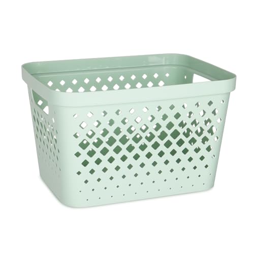 Glad Plastic Storage Basket Set, Value Pack of 6 | Open Storage Bins for Shelves, Bathroom, Pantry, Closet | Nesting Organizer Boxes with Handles, 4 Gallon, Sage - color: Sage, size: 4 Gallon