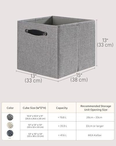 Foldable Fabric Storage Bins Cubes, 13x15x13 Inch Kallax Cubby Bins with Dual Handles, Dim Gray, 4 Pack - color: Dim Gray, size: KALLAX - 4 Pack