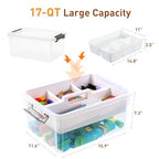 Citylife 17 QT Plastic Storage Bins Clear Storage Box with Removable Tray Stackable Latching Box with Handle for Oraganizing Tool, Craft, Office, Orange - size: 17 Qt- 1 Pack-H