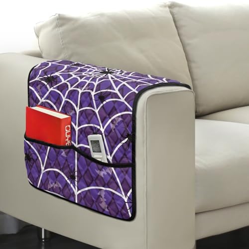Spider Web Print Armrest Covers for Sofa Easy to Clean Sofa Arm Covers with Side Storage Pocket Comfortable Recliner Armrest Organizer Armchair Slipcover for Couch - color: Spider Web