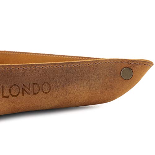 Londo Genuine Leather Tray Organizer - Practical Lightweight Water Resistant Computer Table Desk Storage Box for Wallets, Watches, Keys, Coins, Cell Phones and Office Equipment - color: Camel