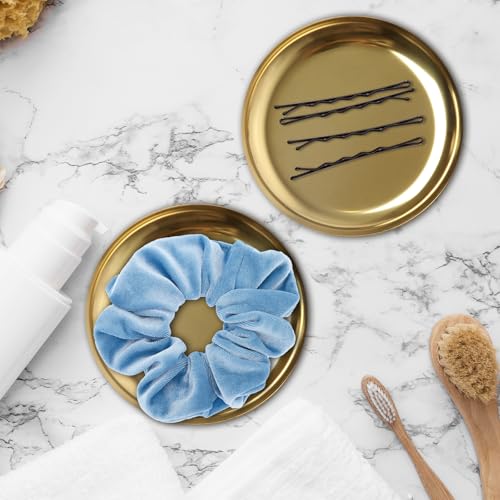 2 Pack 4 Inch Small Gold Tray, Palm-Sized Gold Jewelry Tray,Small Stainless Steel Tray for Jewelry, Vanity, Kitchen, Bathroom