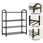 YSSOA 4-Tier Stackable Shoe Rack, 12-Pairs Sturdy Shoe Shelf Storage, Black Shoe Tower for Bedroom, Entryway, Hallway, and Closet - size: 24 x 08 x 24, 4-Shelf