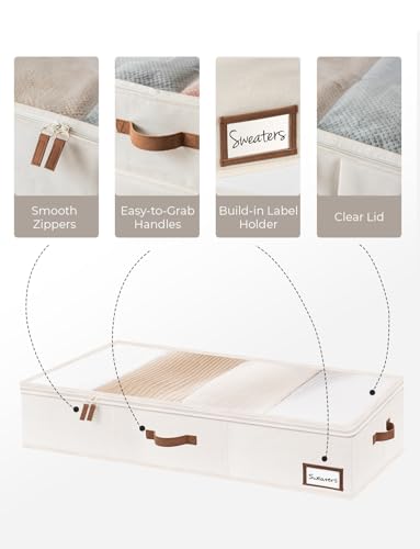 StorageWorks Extra Large Under Bed Storage Containers with Handles and Label Holder, 2 Pack Ultra-thick Fabric Underbed Bins, Closet Organizer for Clothes, Blankets, Sweater - color: Beige, size: Extra Large-without Wheels