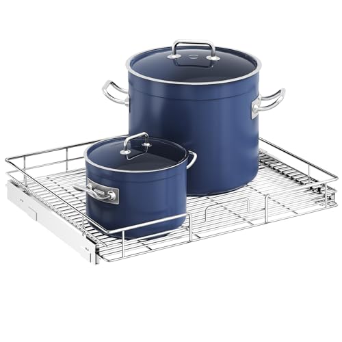 ROOMTEC Pull Out Cabinet Organizer, Cabinet Pull Out Shelves 28½" W x 21½" D, Heavy Duty Cabinet Drawers Slide Out Kitchen Cabinet Organizers Storage Shelf - color: 1 Tier, size: 28½"W x 21½"D