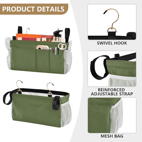 Dark Cyan Bedside Caddy Storage Bag Bedside Organizer for Headboards Bunk Beds Hanging Storage Organizer 6 Pockets with Hooks for Magazine Water Bottle Holder - color: Dark Cyan