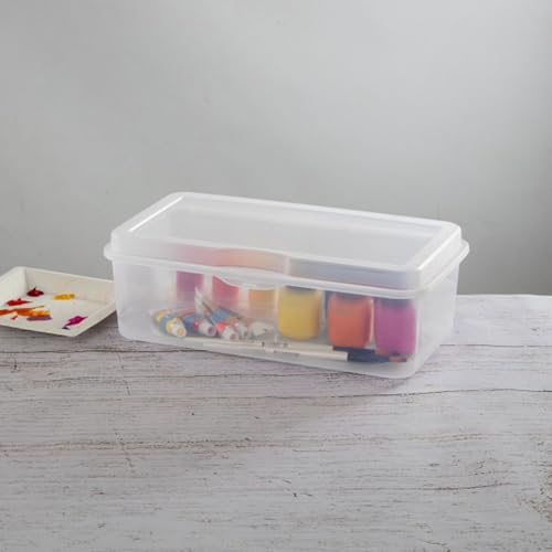 Sterilite 6-Pack Rectangular Large FlipTop, Clear Plastic Storage Box with Hinged Lid - Stackable Multipurpose Organizer for Art and Craft Supplies, Accessories, Photos & CDs, Home or Office Use - size: 1.7 Cubic Feet, style: 6 Pack