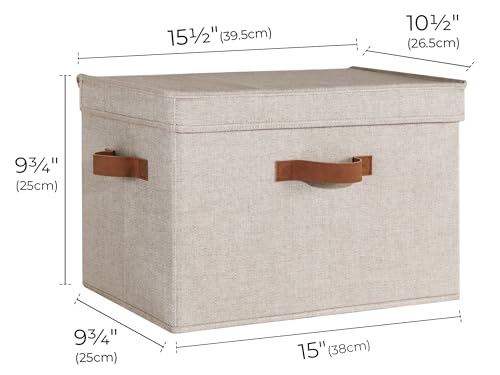 StorageWorks Fabric Storage Bins with Lid, Decorative Storage Boxes for Shelves, Stackable Closet Organizer Basket with Handles, Large, Brown and Beige, 2-Pack - color: Brown and Beige, size: Large