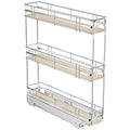 ROOMTEC 3-Tier Pull Out Cabinet Organizer Spice Rack for Narrow Cabinet 6" W x 20½" D, Slide Out Wood Shelves Storage for Kitchen - size: 6" W x 20½" D, 3 Tier, Wood Shelves